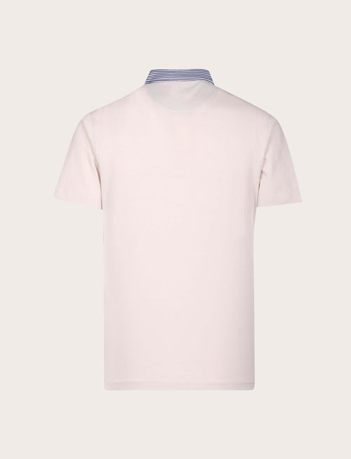 Polo in cotone con colletto goffrato a righe |Colore:Beige