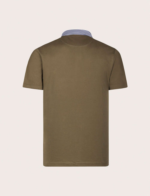 Polo in cotone con colletto goffrato a righe |Colore:Verde