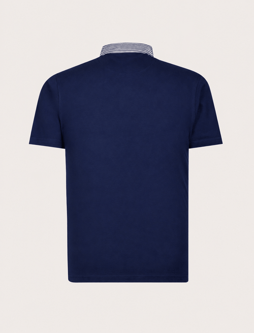 Polo in cotone con colletto goffrato a righe |Colore:Blu
