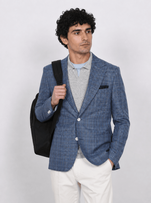 Giacca principe di galles denim |Colore:Denim