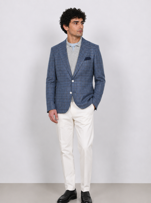 Giacca principe di galles denim Luigi Fusaro