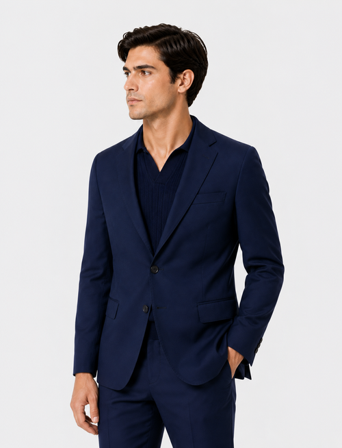 Giacca tinta unita in cotone stretch |Colore:Bluette