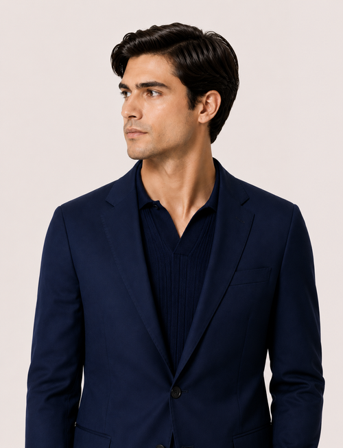 Giacca tinta unita in cotone stretch |Colore:Bluette