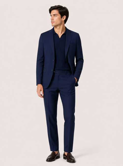 Giacca tinta unita in cotone stretch |Colore:Bluette