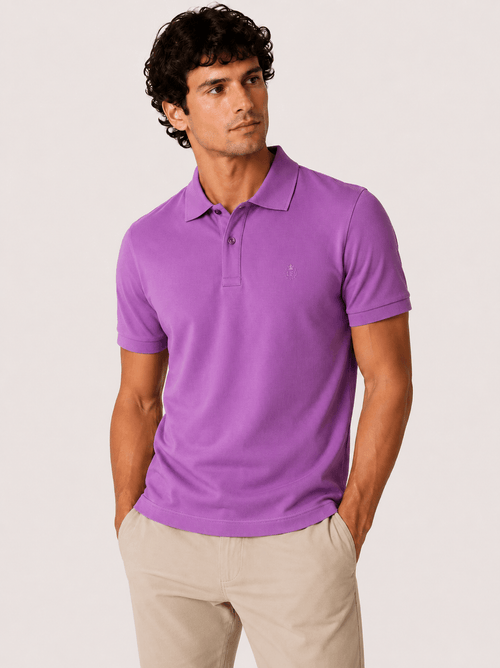 Polo in cotone tinta unita |Colore:Viola