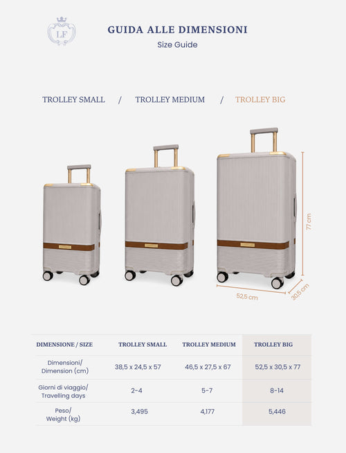 Trolley grande 77 cm 4 ruote |Colore:Grigio