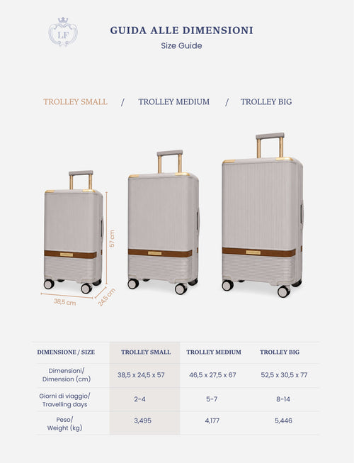 Trolley cabina rigido 57 cm 4 ruote |Colore:Grigio