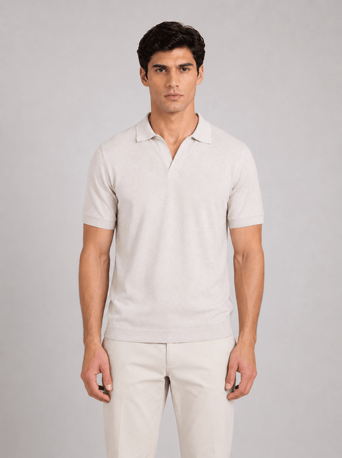 Polo in cotone derby senza bottoni |Colore:Beige