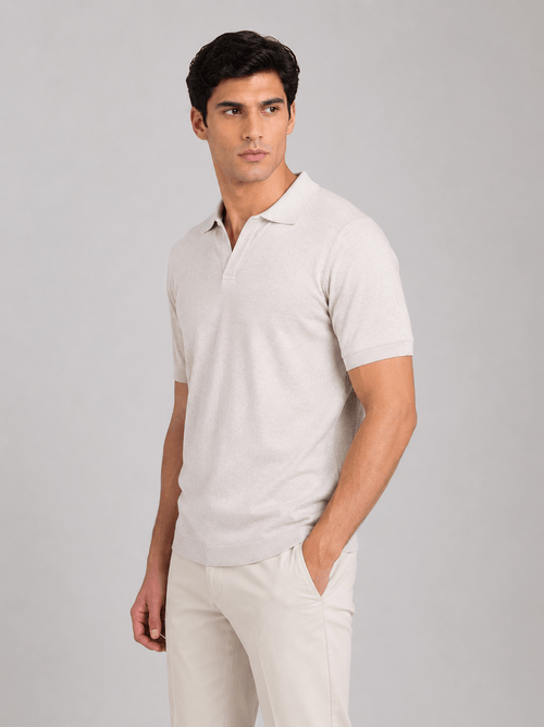 Polo in cotone derby senza bottoni |Colore:Beige