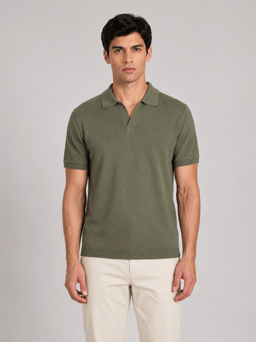 Polo in cotone derby senza bottoni |Colore:Verde