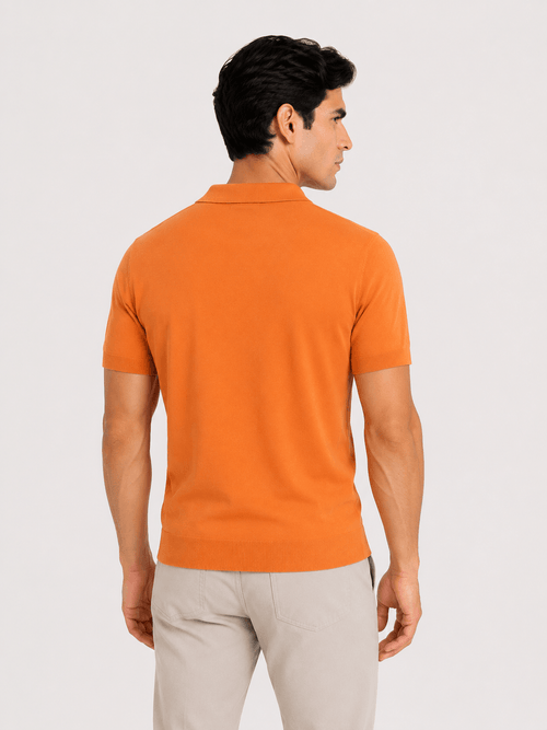 Polo in cotone derby senza bottoni |Colore:Arancio