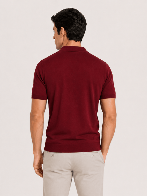 Polo in cotone derby senza bottoni |Colore:Bordo