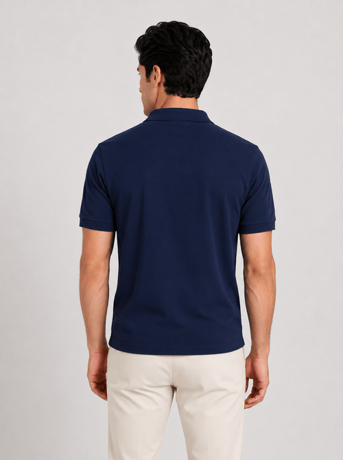 Polo in cotone derby senza bottoni |Colore:Blu