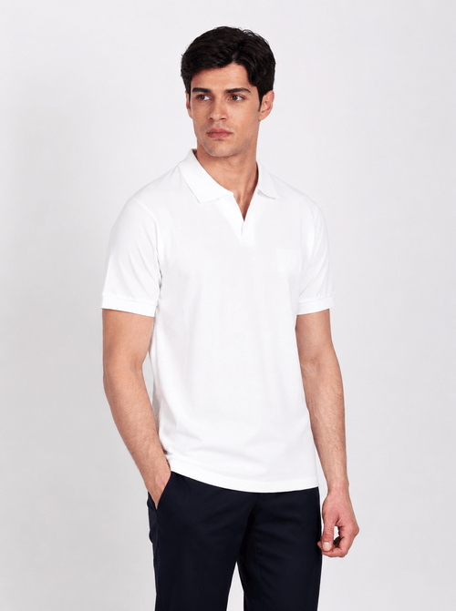 Polo in cotone derby senza bottoni |Colore:Bianco