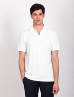 Polo in cotone derby senza bottoni |Colore:Bianco