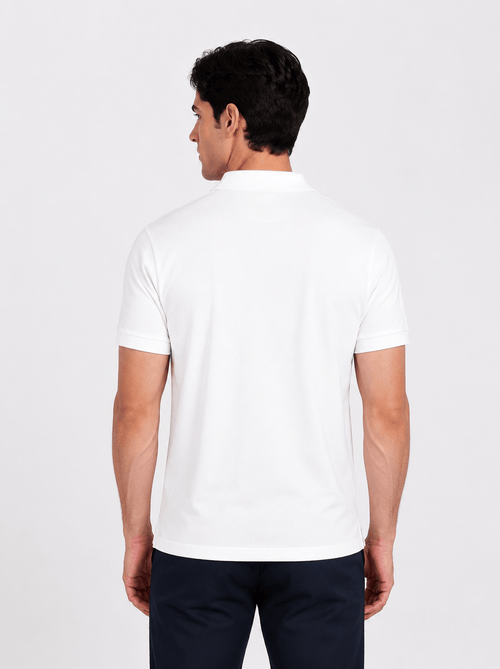 Polo in cotone derby senza bottoni |Colore:Bianco