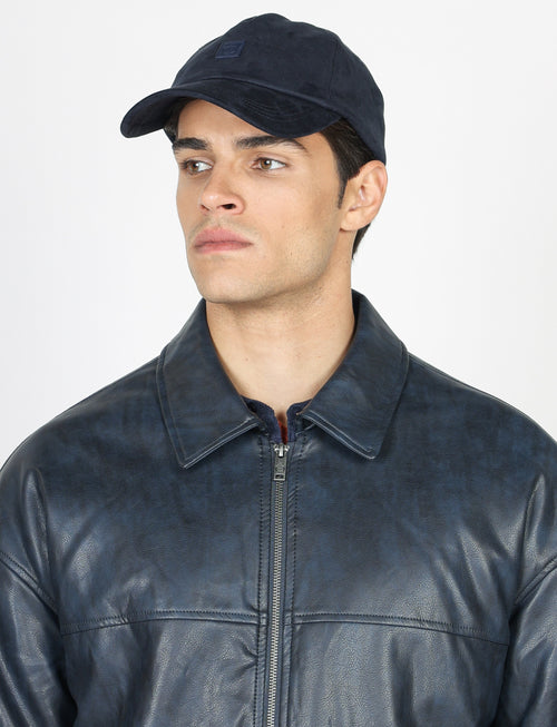 Bomber similpelle con zip |Colore:Blu