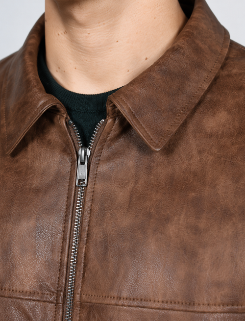 Bomber similpelle con zip |Colore:Moro