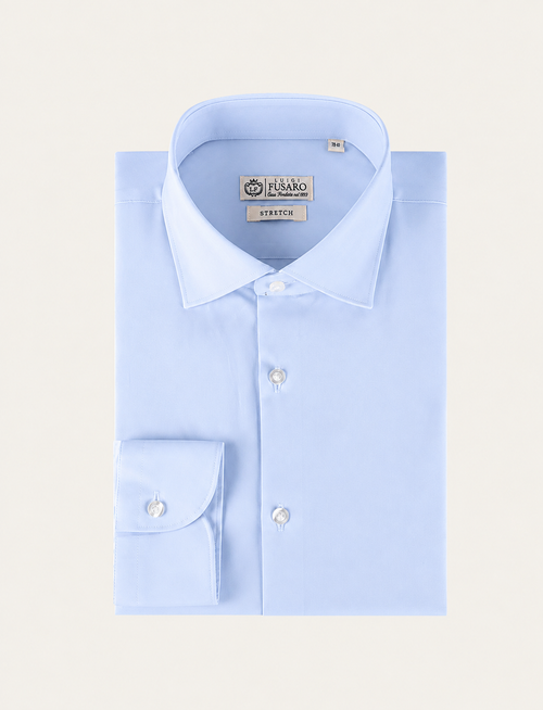 Camicia in cotone stretch tinta unita |Colore:Celeste