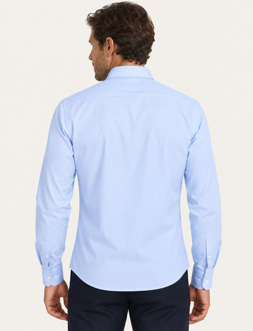 Camicia in cotone stretch tinta unita |Colore:Celeste