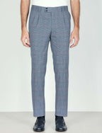 Pantaloni fantasia check con doppia pince Luigi Fusaro