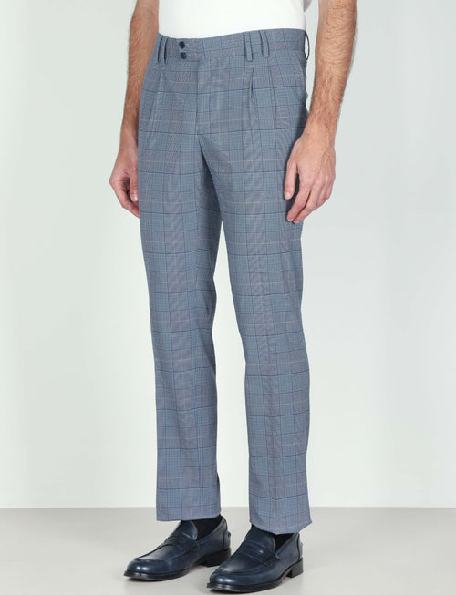 Pantaloni fantasia check con doppia pince Luigi Fusaro