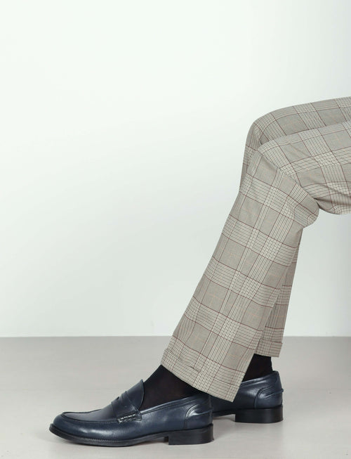 Pantaloni fantasia check con doppia pince Luigi Fusaro