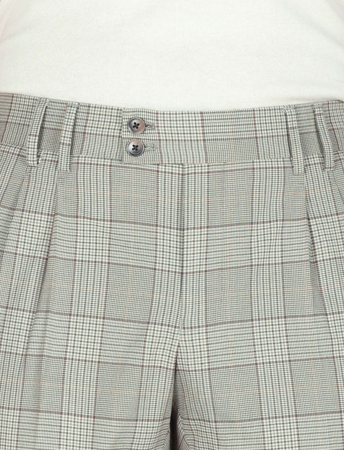 Pantaloni fantasia check con doppia pince Luigi Fusaro