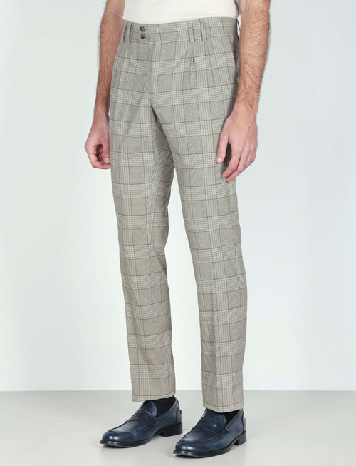 Pantaloni fantasia check con doppia pince Luigi Fusaro