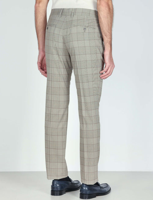 Pantaloni fantasia check con doppia pince Luigi Fusaro