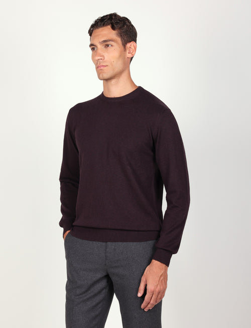Maglia girocollo in cotone e lana |Colore:Bordo