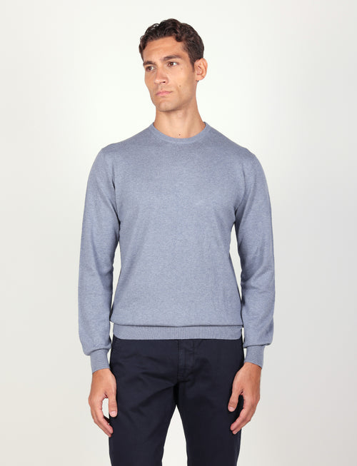 Maglia girocollo in cotone e lana |Colore:Celeste