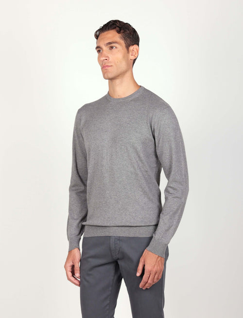 Maglia girocollo in cotone e lana Luigi Fusaro
