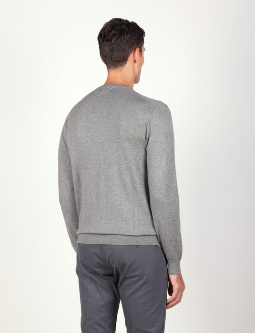 Maglia girocollo in cotone e lana |Colore:Grigio medio