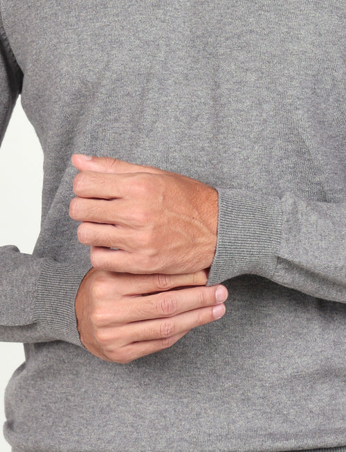 Maglia girocollo in cotone e lana |Colore:Grigio medio