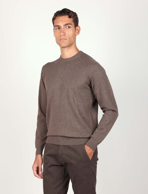 Maglia girocollo in cotone e lana Luigi Fusaro