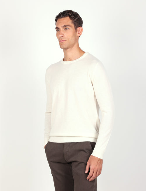 Maglia girocollo 100% cashmere |Colore:Panna