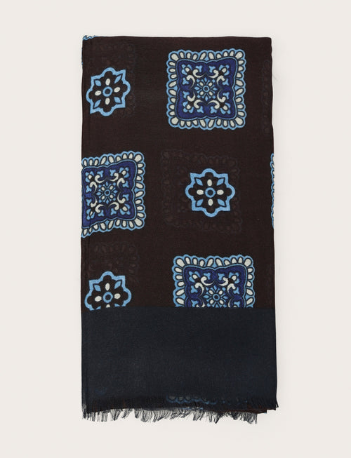Sciarpa a fantasia geometrico floreale |Colore:Moro