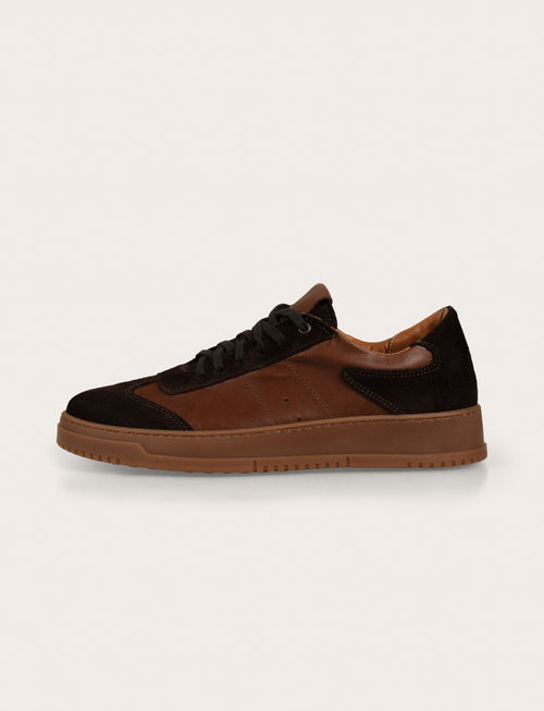 Sneakers in pelle e camoscio |Colore:Marrone
