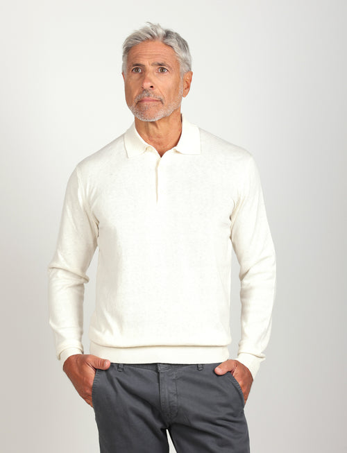 Polo in cotone e lana |Colore:Panna