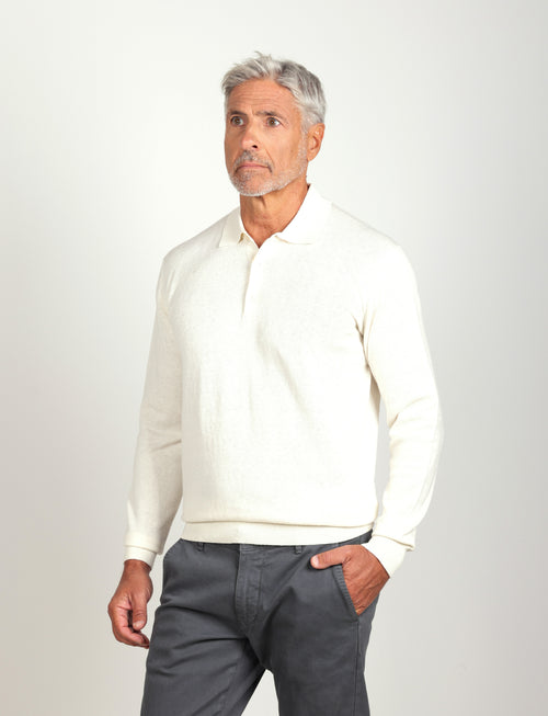 Polo in cotone e lana |Colore:Panna