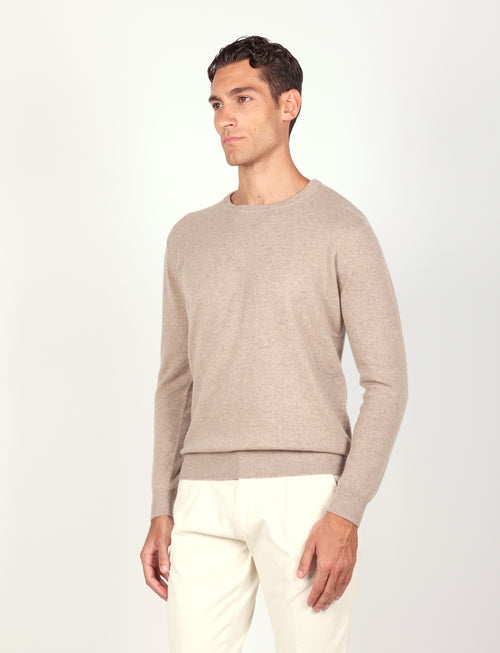 Maglia girocollo 100% cashmere |Colore:Fango