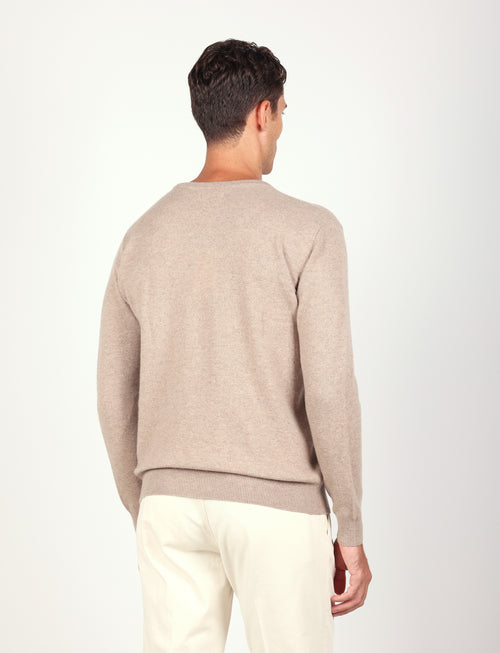 Maglia girocollo 100% cashmere |Colore:Fango
