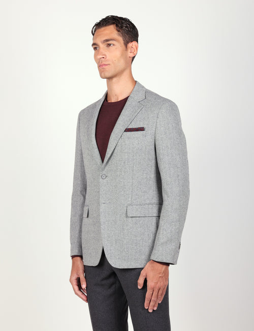 Giacca spigata in misto lana |Colore:Grigio
