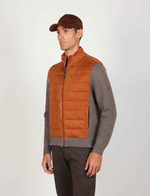 Giubbino trapuntato in alcantara |Colore:Fango