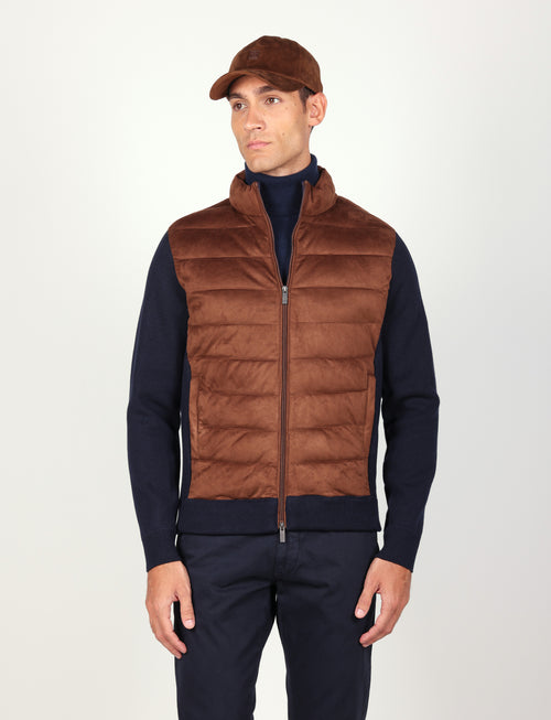 Giubbino trapuntato in alcantara |Colore:Blu