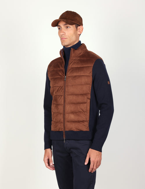 Giubbino trapuntato in alcantara |Colore:Blu