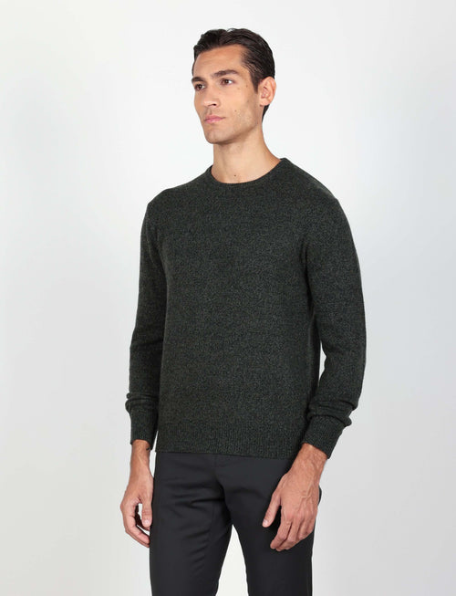 Maglia girocollo in lambswool mouliné Luigi Fusaro