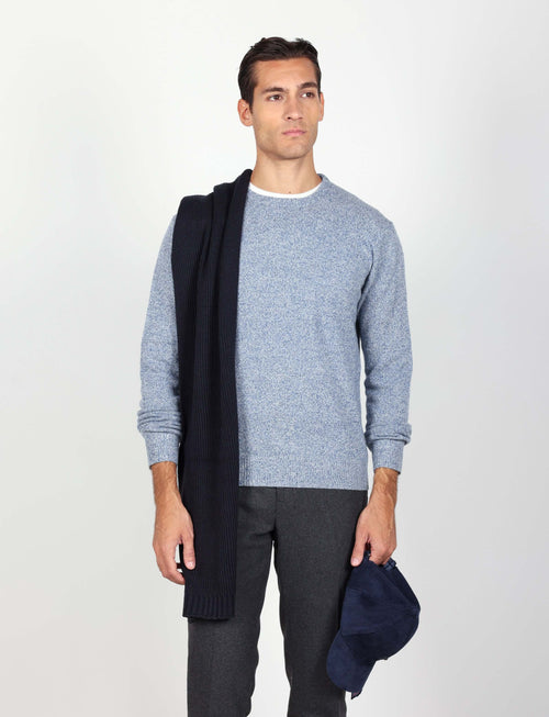 Maglia girocollo in lambswool mouliné Luigi Fusaro