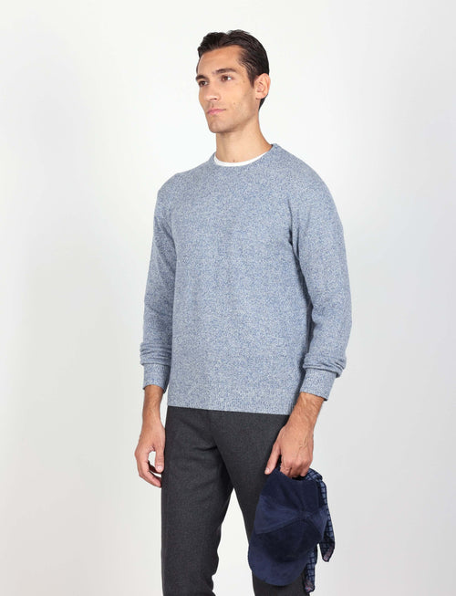 Maglia girocollo in lambswool mouliné Luigi Fusaro